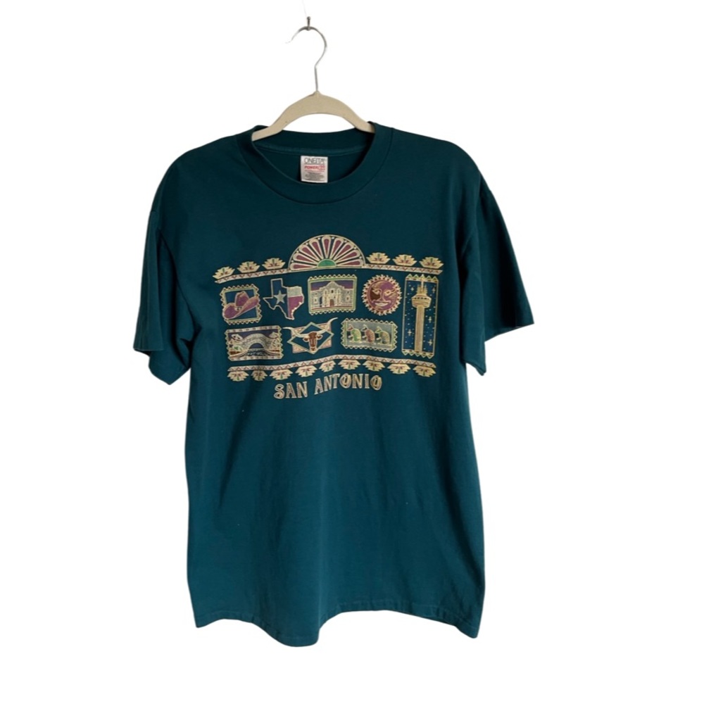 VINTAGE San Antonio pine green T shirt